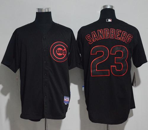 Cubs #23 Ryne Sandberg Black Strip Stitched MLB Jersey